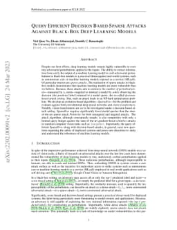 Query Efficient Decision Based Sparse Attacks Against Black-Box Deep
  Learning Models