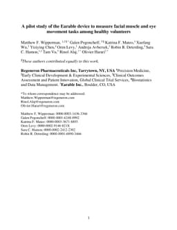 A pilot study of the Earable device to measure facial muscle and eye
  movement tasks among healthy volunteers
