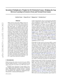 Kernelized Multiplicative Weights for 0/1-Polyhedral Games: Bridging the
  Gap Between Learning in Extensive-Form and Normal-Form Games