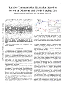 Relative Transformation Estimation Based on Fusion of Odometry and UWB
  Ranging Data