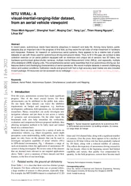NTU VIRAL: A Visual-Inertial-Ranging-Lidar Dataset, From an Aerial
  Vehicle Viewpoint