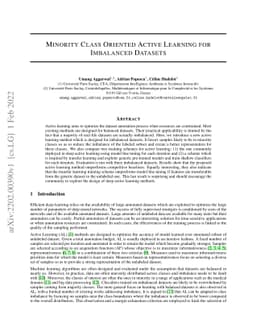 Minority Class Oriented Active Learning for Imbalanced Datasets
