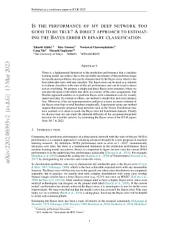 Is the Performance of My Deep Network Too Good to Be True? A Direct
  Approach to Estimating the Bayes Error in Binary Classification