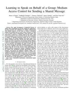 Learning to Speak on Behalf of a Group: Medium Access Control for
  Sending a Shared Message