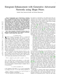Sinogram Enhancement with Generative Adversarial Networks using Shape
  Priors