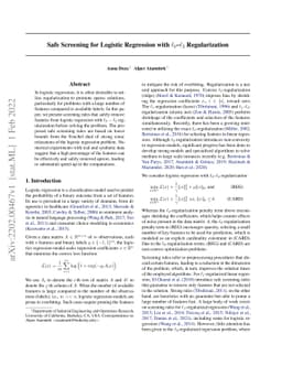 Safe Screening for Logistic Regression with $\ell_0$-$\ell_2$
  Regularization