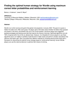 Finding the optimal human strategy for Wordle using maximum correct
  letter probabilities and reinforcement learning