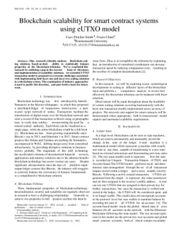 Blockchain scalability for smart contract systems using eUTXO model