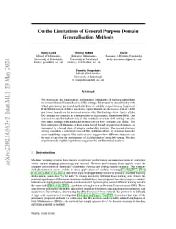 On the Limitations of General Purpose Domain Generalisation Methods