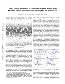Signal Quality Assessment of Photoplethysmogram Signals using Quantum
  Pattern Recognition and lightweight CNN Architecture