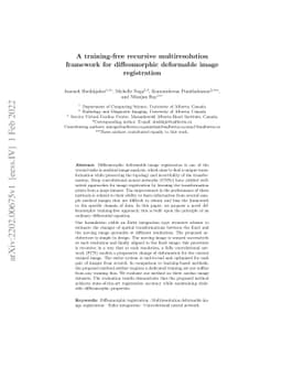 A training-free recursive multiresolution framework for diffeomorphic
  deformable image registration