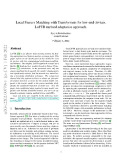 Local Feature Matching with Transformers for low-end devices