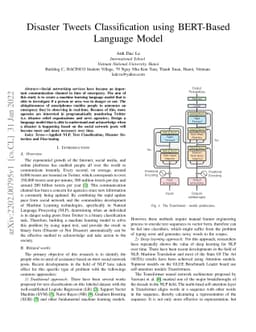 Disaster Tweets Classification using BERT-Based Language Model