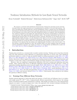 Nonlinear Initialization Methods for Low-Rank Neural Networks