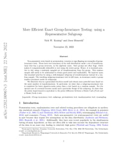 More Efficient Exact Group-Invariance Testing: using a Representative
  Subgroup