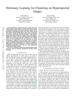 Dictionary learning for clustering on hyperspectral images