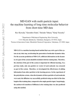 MD-GAN with multi-particle input: the machine learning of long-time
  molecular behavior from short-time MD data