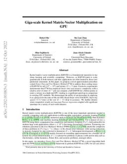 Giga-scale Kernel Matrix Vector Multiplication on GPU