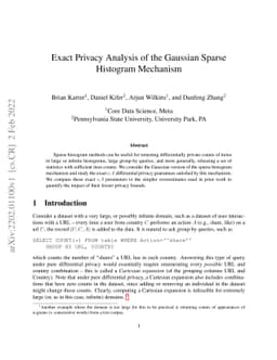 Exact Privacy Analysis of the Gaussian Sparse Histogram Mechanism