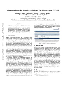 Information Extraction through AI techniques: The KIDs use case at
  CONSOB
