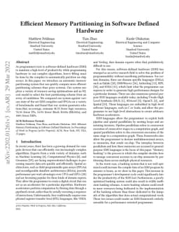 Efficient Memory Partitioning in Software Defined Hardware