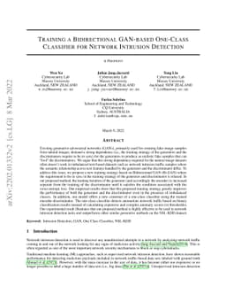 Training a Bidirectional GAN-based One-Class Classifier for Network
  Intrusion Detection