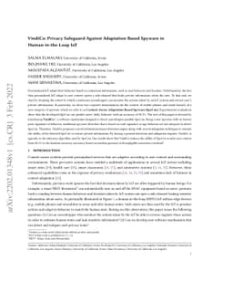 VindiCo: Privacy Safeguard Against Adaptation Based Spyware in
  Human-in-the-Loop IoT