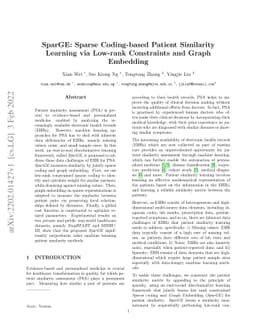 SparGE: Sparse Coding-based Patient Similarity Learning via Low-rank
  Constraints and Graph Embedding