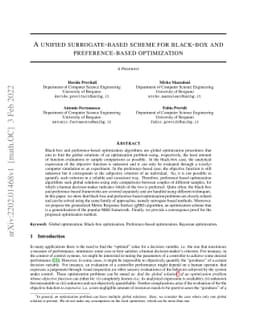 A unified surrogate-based scheme for black-box and preference-based
  optimization