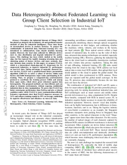 Data Heterogeneity-Robust Federated Learning via Group Client Selection
  in Industrial IoT