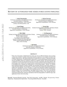 Review of automated time series forecasting pipelines