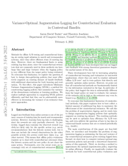 Variance-Optimal Augmentation Logging for Counterfactual Evaluation in
  Contextual Bandits