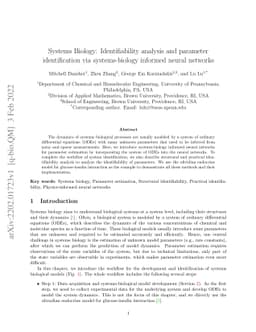 Systems Biology: Identifiability analysis and parameter identification
  via systems-biology informed neural networks