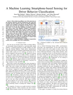A Machine Learning Smartphone-based Sensing for Driver Behavior
  Classification