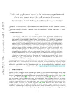 Multi-task graph neural networks for simultaneous prediction of global
  and atomic properties in ferromagnetic systems