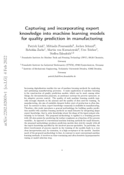 Capturing and incorporating expert knowledge into machine learning
  models for quality prediction in manufacturing