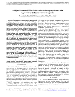Interpretability methods of machine learning algorithms with
  applications in breast cancer diagnosis