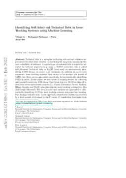 Identifying Self-Admitted Technical Debt in Issue Tracking Systems using
  Machine Learning