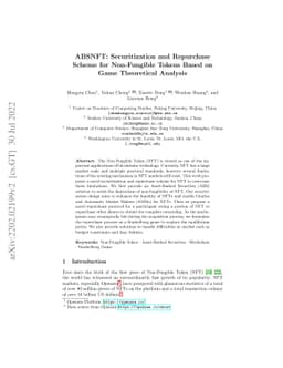 ABSNFT: Securitization and Repurchase Scheme for Non-Fungible Tokens
  Based on Game Theoretical Analysis