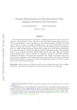 Posterior Representations for Bayesian Context Trees: Sampling,
  Estimation and Convergence