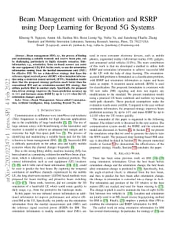 Beam Management with Orientation and RSRP using Deep Learning for Beyond
  5G Systems