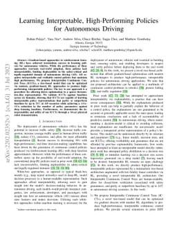 Learning Interpretable, High-Performing Policies for Autonomous Driving