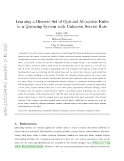 Learning a Discrete Set of Optimal Allocation Rules in a Queueing System
  with Unknown Service Rate