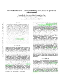 Transfer Reinforcement Learning for Differing Action Spaces via
  Q-Network Representations