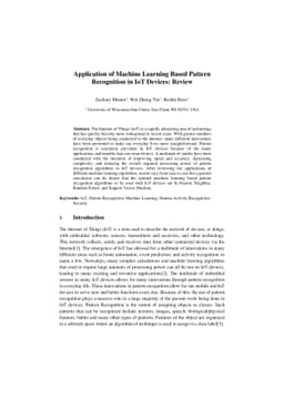 Application of Machine Learning-Based Pattern Recognition in IoT
  Devices: Review