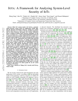 Iota: A Framework for Analyzing System-Level Security of IoTs