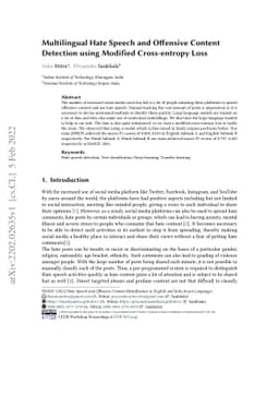 Multilingual Hate Speech and Offensive Content Detection using Modified
  Cross-entropy Loss