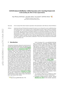 LiDAR dataset distillation within bayesian active learning framework:
  Understanding the effect of data augmentation