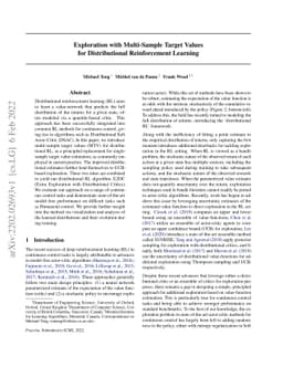 Exploration with Multi-Sample Target Values for Distributional
  Reinforcement Learning