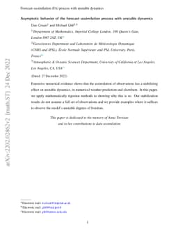 Asymptotic behavior of the forecast-assimilation process with unstable
  dynamics